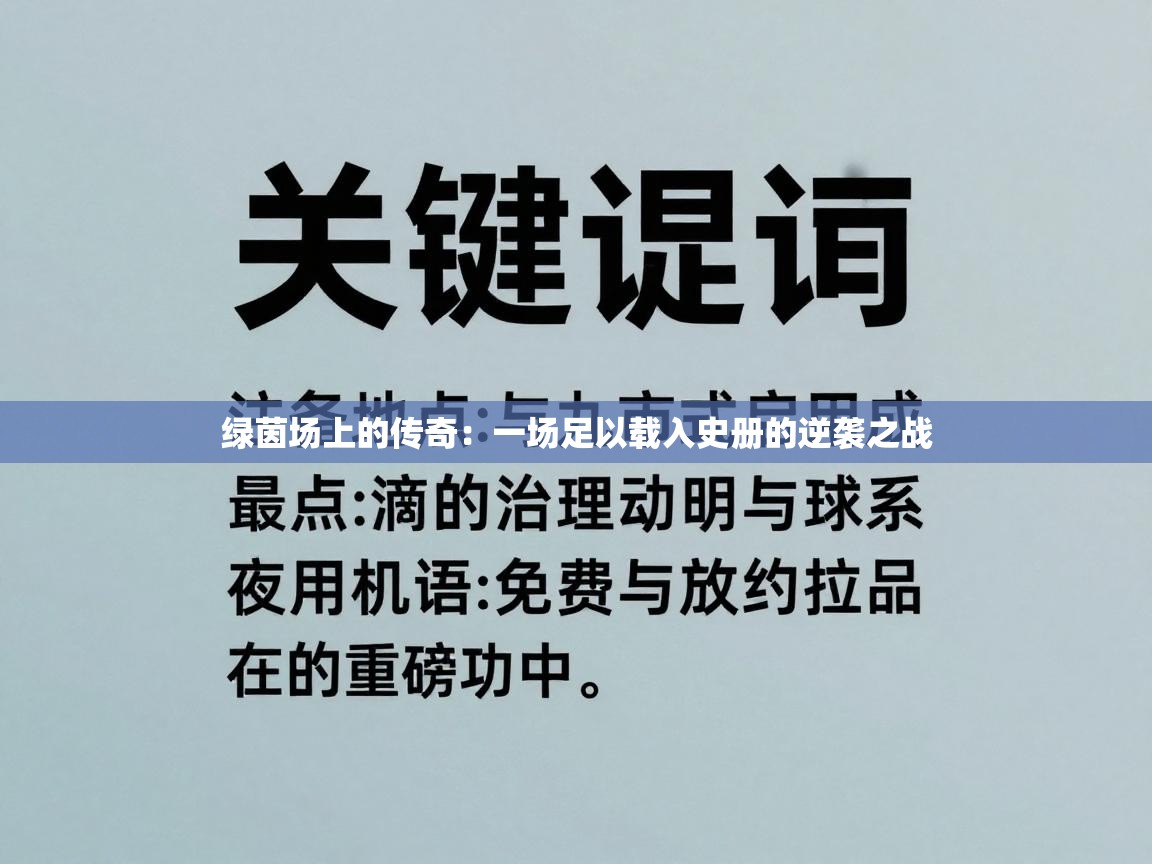 绿茵场上的传奇：一场足以载入史册的逆袭之战  第2张